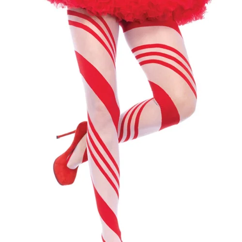Leg Avenue Candy Cane Striped Pantyhose Hosiery
