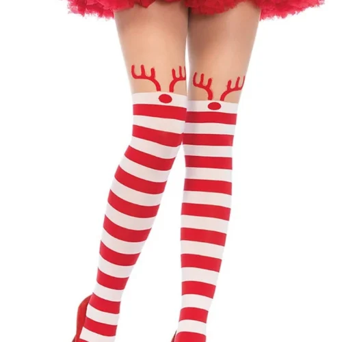 Leg Avenue Striped Rudolph Tights Hosiery