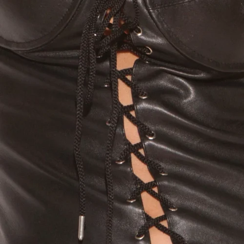 Elegant Moments Lingerie Leather Lace-Up Dress
