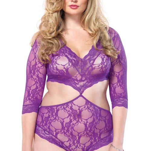Leg Avenue Plus Size Deep V Lace Cutout Teddy