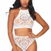Leg Avenue Lingerie Crochet Lace Halter Bra And Panty