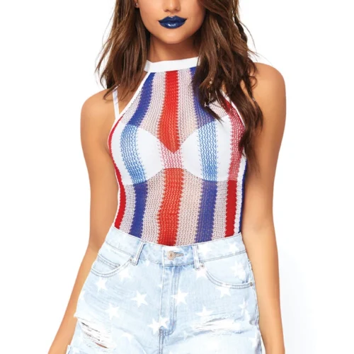 Leg Avenue Net Striped Bodysuit