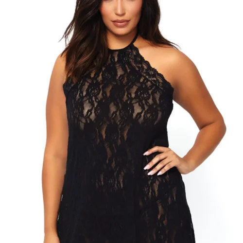 Leg Avenue Plus Size Halter Lace Chemise