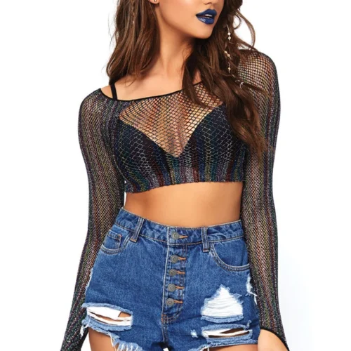 Leg Avenue Rainbow Net Crop Top Clothing 5 Leg Avenue Rainbow Net Crop Top Clothing