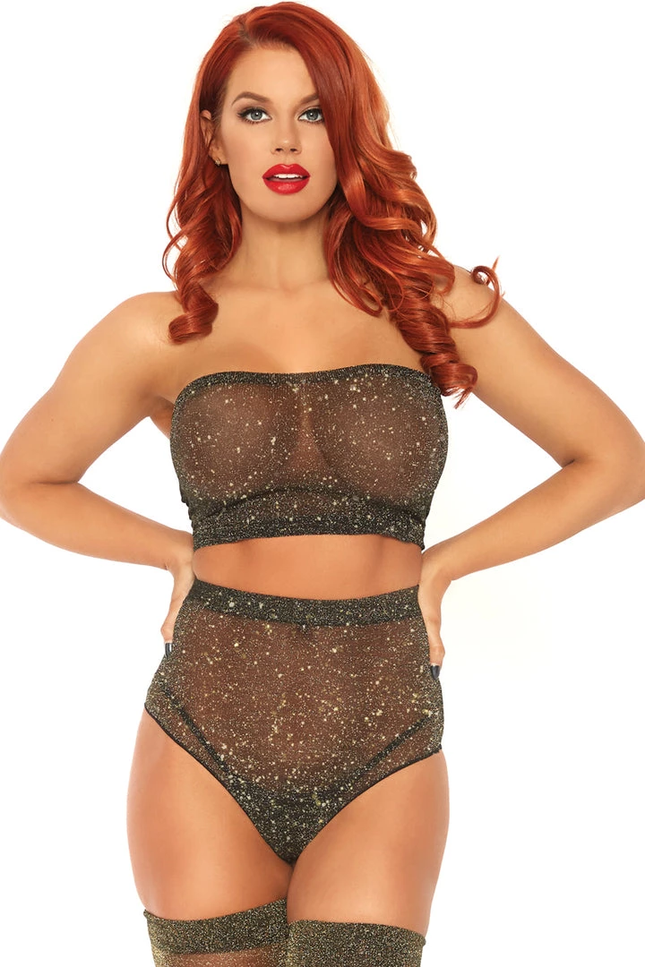 Leg Avenue Metallic Bandeau Top And Panty 6 Leg Avenue Metallic Bandeau Top And Panty