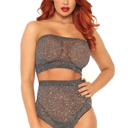 Leg Avenue Metallic Bandeau Top And Panty