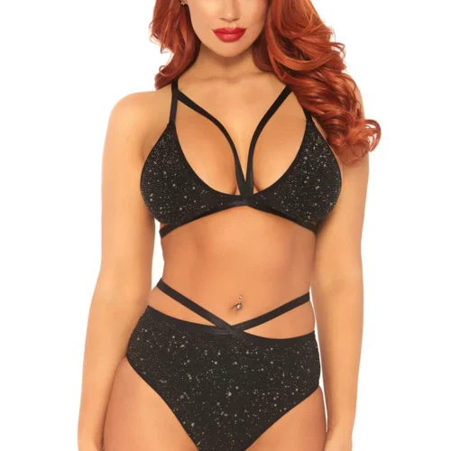 Leg Avenue Metallic Shimmer Bra And Panty