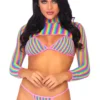 Leg Avenue Lingerie Rainbow Fishnet Crop Top Set