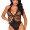 Leg Avenue Lingerie Fishnet Thong Halter Teddy