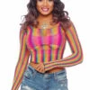 Leg Avenue Lingerie Long Sleeve Rainbow Net Top