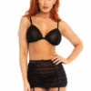 Leg Avenue Lingerie Mesh Bra And Ruched Skirt Set