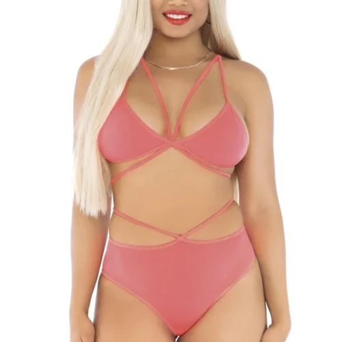 Leg Avenue Lingerie Neon Cage Strap Bra And Panty Set