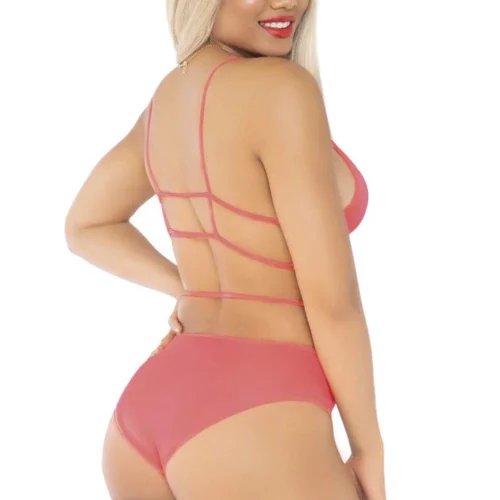 Leg Avenue Lingerie Neon Cage Strap Bra And Panty Set