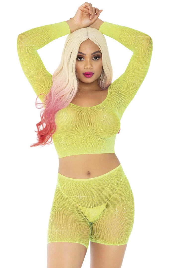 Leg Avenue Rhinestone Fishnet Top And Bike Shorts 6 Leg Avenue Rhinestone Fishnet Top And Bike Shorts