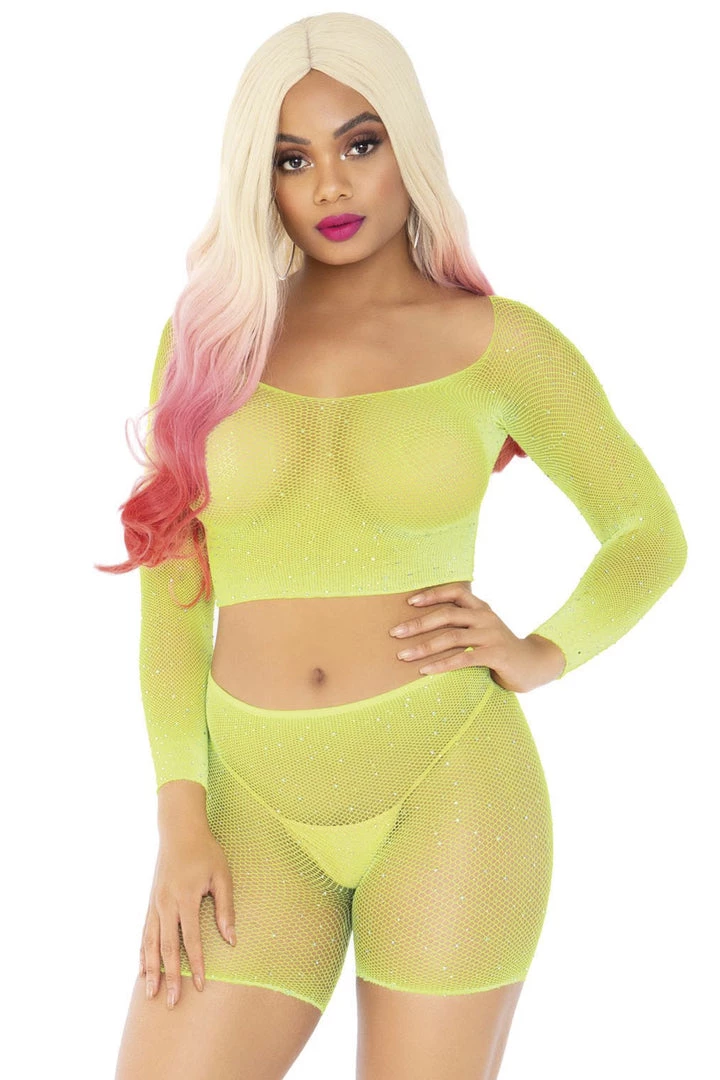 Leg Avenue Rhinestone Fishnet Top And Bike Shorts 9 Leg Avenue Rhinestone Fishnet Top And Bike Shorts
