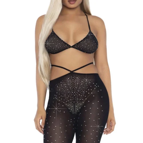 Leg Avenue Lingerie Rhinestone Bikini Top And Pants