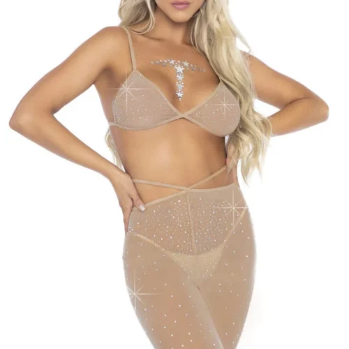 Leg Avenue Lingerie Rhinestone Bikini Top And Pants
