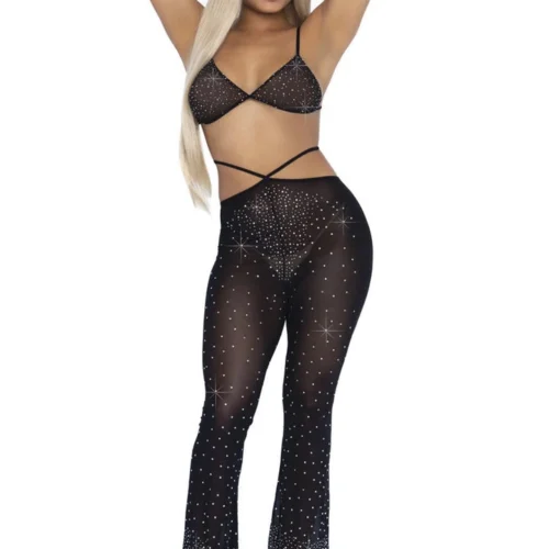 Leg Avenue Lingerie Rhinestone Bikini Top And Pants