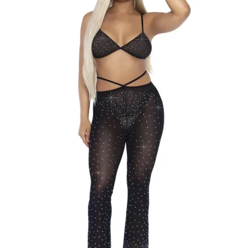 Leg Avenue Lingerie Rhinestone Bikini Top And Pants