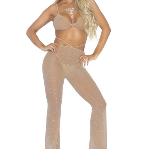Leg Avenue Lingerie Rhinestone Bikini Top And Pants