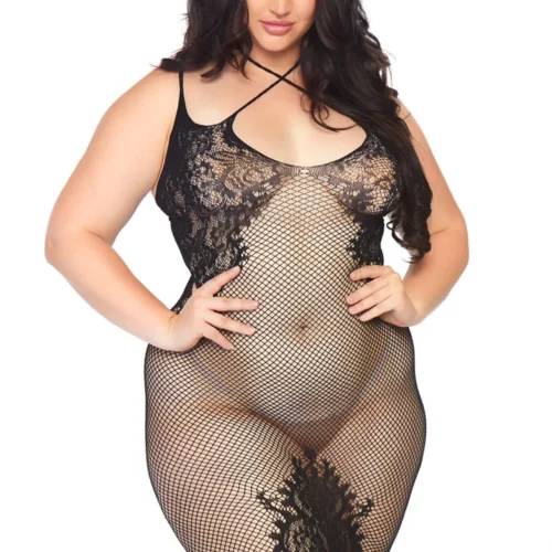 Leg Avenue Plus Size Lattice Body Con Chemise