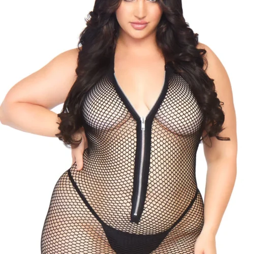 Leg Avenue Plus Size Fishnet Zipper Chemise