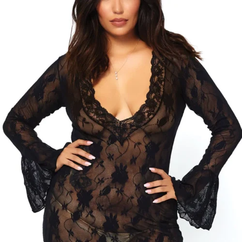 Leg Avenue Plus Size Deep V Lace Chemise