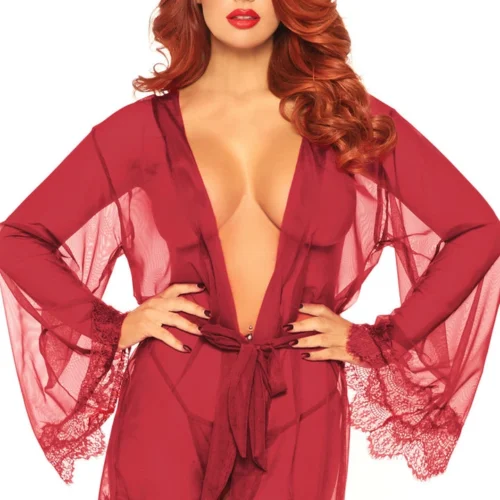 Leg Avenue Sheer Robe With Eyelash Lace