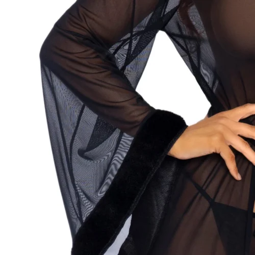 Leg Avenue Long Fur Trimmed Robe Lingerie