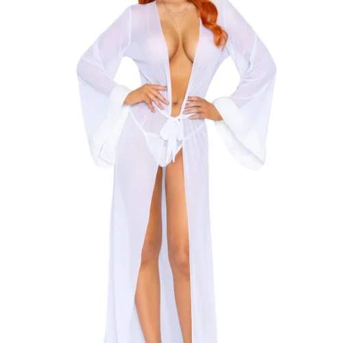 Leg Avenue Long Fur Trimmed Robe Lingerie