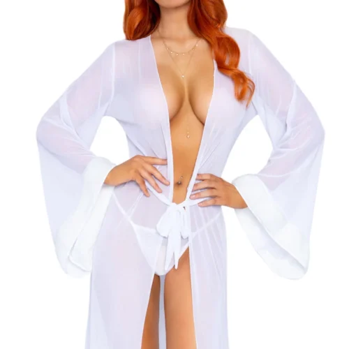 Leg Avenue Long Fur Trimmed Robe Lingerie