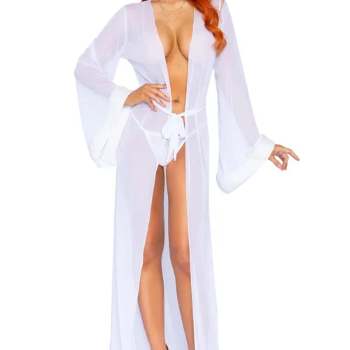 Leg Avenue Long Fur Trimmed Robe Lingerie