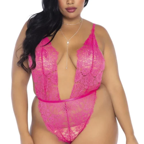 Leg Avenue Plus Size Lace Teddy And Robe Set
