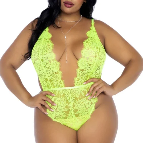 Leg Avenue Plus Size Lace Teddy And Robe Set
