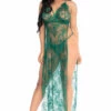 Leg Avenue Lingerie Dual Slit Lace Gown And Panty