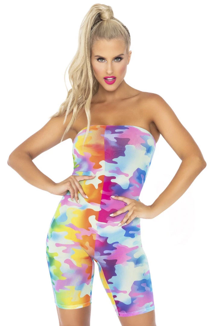 Leg Avenue Rainbow Camo Strapless Romper 4 Leg Avenue Rainbow Camo Strapless Romper