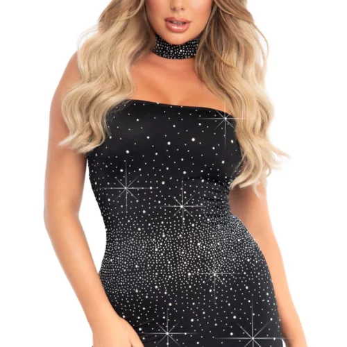 Leg Avenue Rhinestone Tube Dress And Choker 7 Leg Avenue Rhinestone Tube Dress And Choker