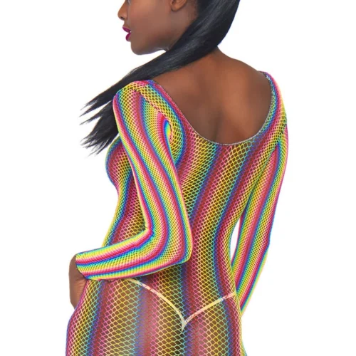 Leg Avenue Long Sleeve Rainbow Fishnet Mini Dress 8 Leg Avenue Long Sleeve Rainbow Fishnet Mini Dress