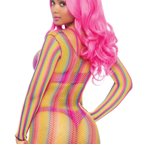 Leg Avenue Long Sleeve Rainbow Fishnet Mini Dress 9 Leg Avenue Long Sleeve Rainbow Fishnet Mini Dress
