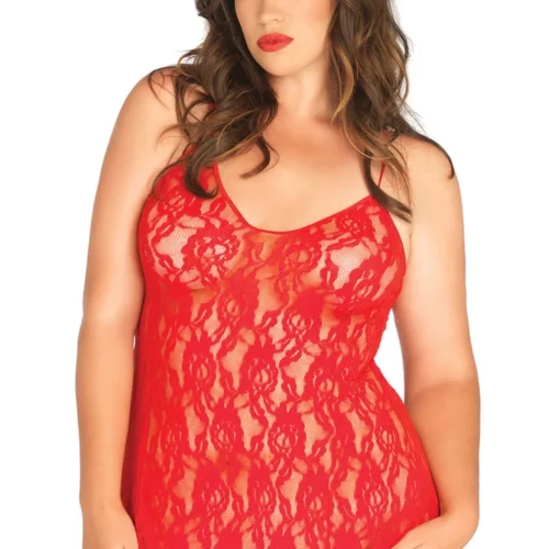 Leg Avenue Plus Size Rose Lace Flair Chemise
