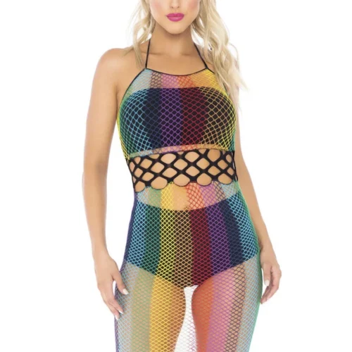Leg Avenue Rainbow Fishnet Halter Dress 13 Leg Avenue Rainbow Fishnet Halter Dress