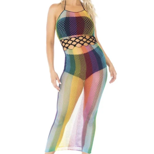 Leg Avenue Rainbow Fishnet Halter Dress 15 Leg Avenue Rainbow Fishnet Halter Dress