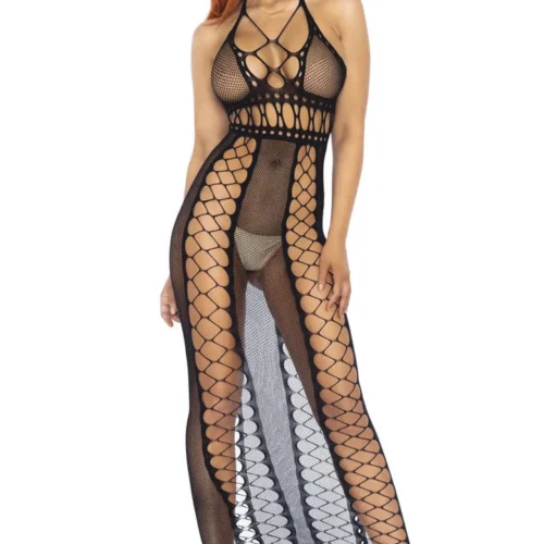 Leg Avenue Fishnet Backless Halter Dress