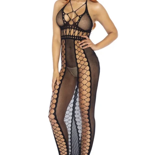 Leg Avenue Fishnet Backless Halter Dress