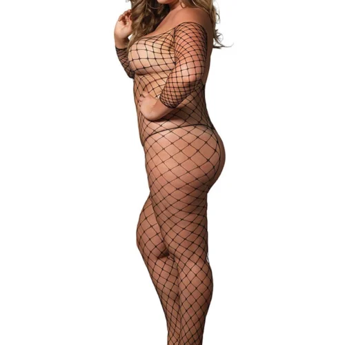 Leg Avenue Plus Size Lingerie Plus Size Open Back Fence Net Bodystocking