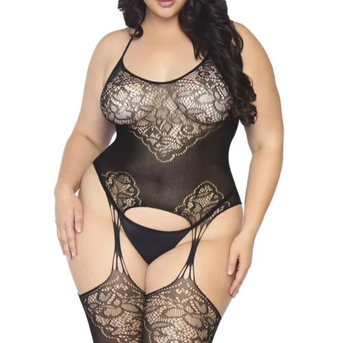 Leg Avenue Jacquard Net Suspender Bodystocking