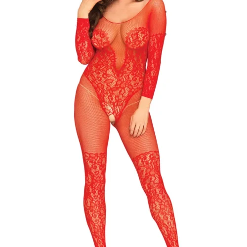 Leg Avenue Net And Lace Long Sleeve Bodystocking Bodystockings