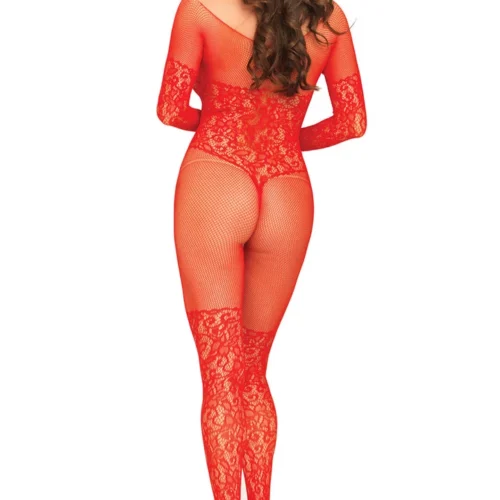 Leg Avenue Net And Lace Long Sleeve Bodystocking Bodystockings