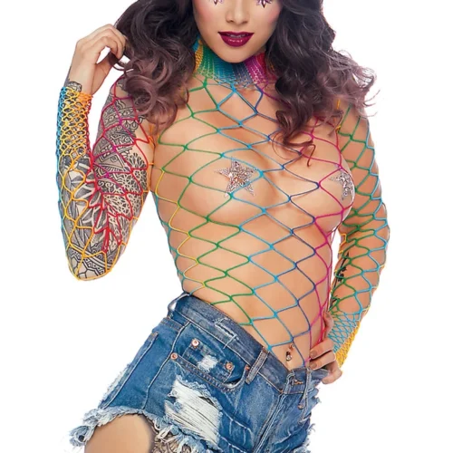 Leg Avenue High Neck Wide Net Bodysuit