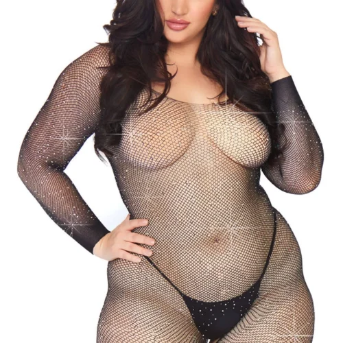 Leg Avenue Plus Size Crystal Net Bodystocking